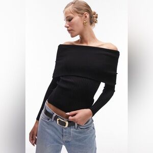 NWT Topshop Off the Shoulder Ribbed Top XS